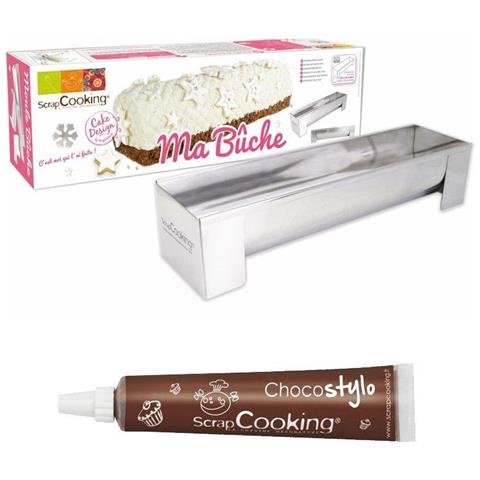 Stampo In Acciaio Inox Per Ceppo Di Natale + Penna Alimentare Al Cioccolato - Foto 1