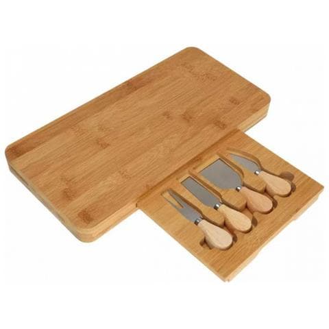 Kh-1567 Tagliere Per Formaggi In Bambù Con Utensili E Cassetto - Foto 7