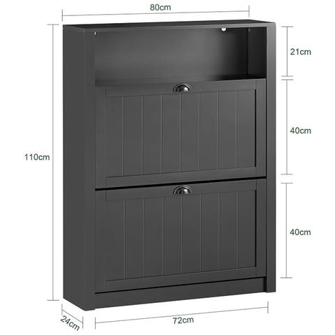 Scarpiera Con 2 Ante E 4 Ripiani, Con Scomparto Aggiuntivo Per Scarpe, Colore: Nero, L80*p24*a110, Fsr87-sch - Foto 7