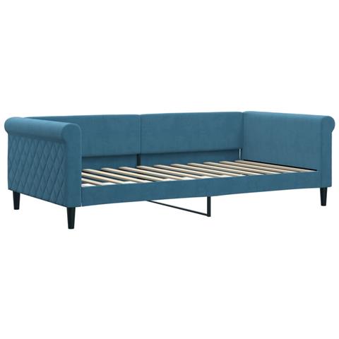 Divano Letto Con Materasso Blu 100x200 Cm In Velluto - Foto 2