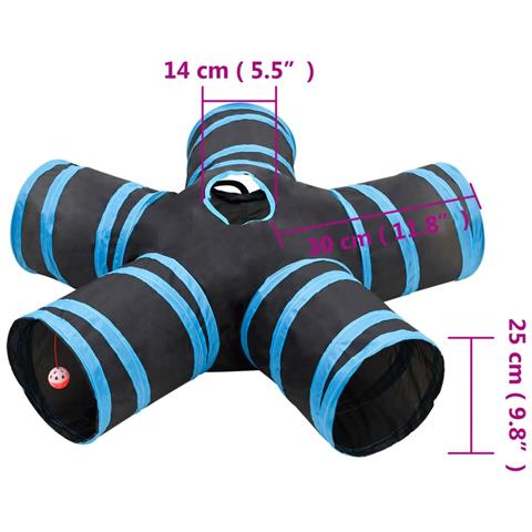 Tunnel Per Gatti A 5 Vie Nero E Blu 25 Cm In Poliestere - Foto 2