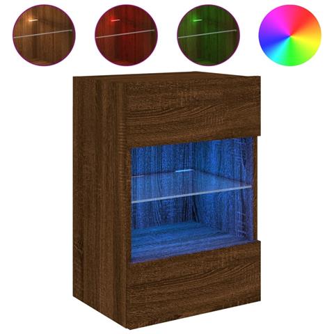 Mobile Tv A Parete Con Luci Led Rovere Marrone 40x30x60,5 Cm - Foto 2