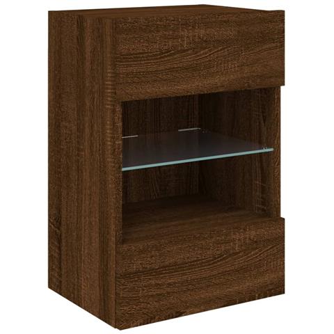 Mobile Tv A Parete Con Luci Led Rovere Marrone 40x30x60,5 Cm - Foto 3