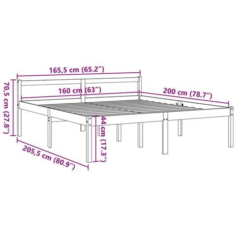 Letto Per Anziani Marrone Cera 160x200cm Legno Massello Di Pino - Foto 9