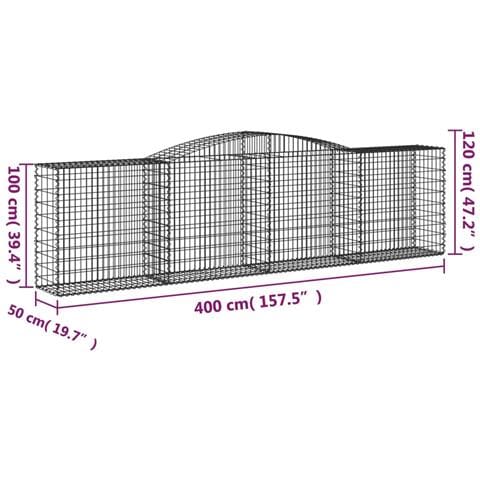 Cesto Gabbione Ad Arco 400x50x100/120 Cm Ferro Zincato - Foto 4