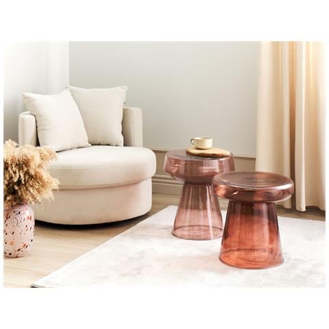 Set Di 2 Tavolini Laguna/caldera Vetro Rosso - Foto 1