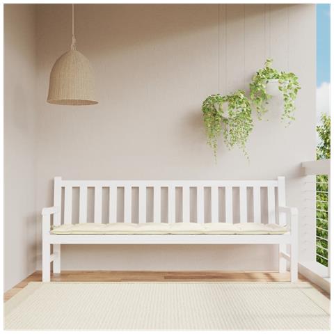 Cuscino Per Panca Giardino Crema 200x50x7 Cm In Tessuto Oxford - Foto 1