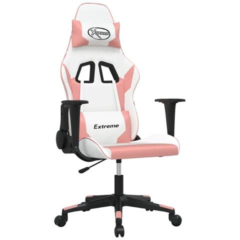 Sedia Da Gaming Bianco E Rosa In Similpelle - Foto 2