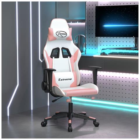 Sedia Da Gaming Bianco E Rosa In Similpelle - Foto 1