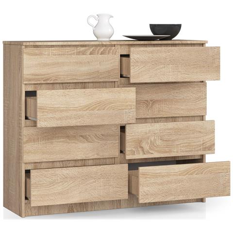 Cassettiera K120, 8 cassetti, 120x40x99 cm, Colore Sonoma Quercia - Foto 2