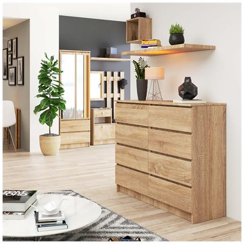 Cassettiera K120, 8 cassetti, 120x40x99 cm, Colore Sonoma Quercia - Foto 7