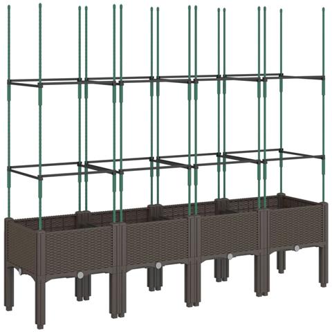 Fioriera Da Giardino Con Traliccio Marrone 160x40x142,5cm In Pp - Foto 2