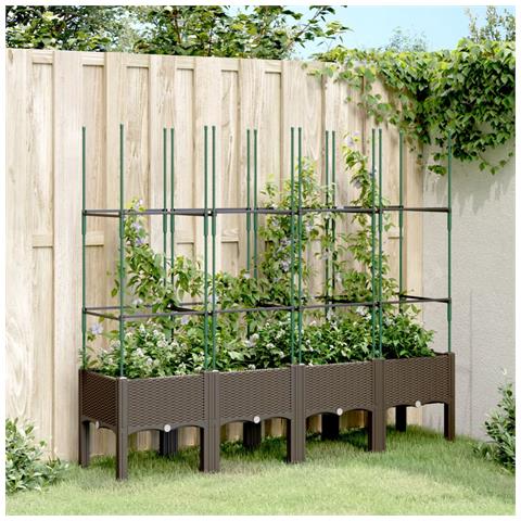 Fioriera Da Giardino Con Traliccio Marrone 160x40x142,5cm In Pp - Foto 1