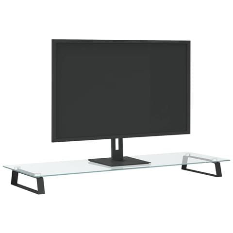Supporto per Monitor Nero 100x35x8cm Vetro Temperato e Metallo - Foto 3