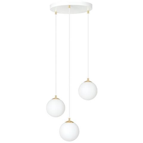 Lampada A Sospensione Royal - Bianco, Oro - Acciaio Verniciato A Polvere, Vetro - 40x100x40 Cm - Foto 1