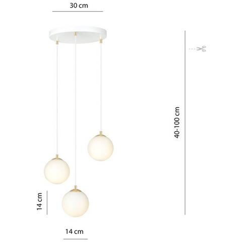 Lampada A Sospensione Royal - Bianco, Oro - Acciaio Verniciato A Polvere, Vetro - 40x100x40 Cm - Foto 8