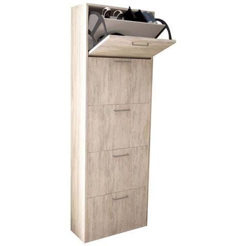 Scarpiera Slim Da Interno A 5 Ante Con Doppio Scomparto In Legno Camilla - Antiquewhite - Foto 1