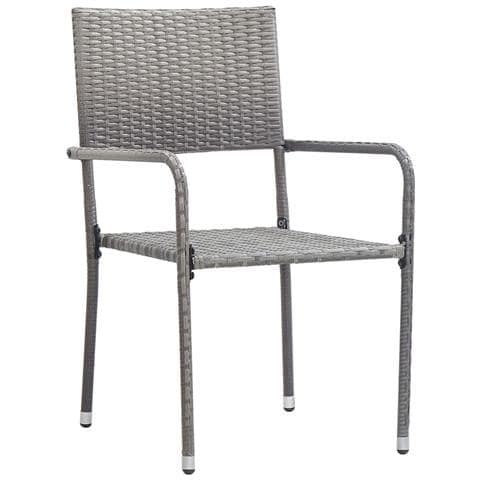 Sedie Da Pranzo Da Giardino 4pz Impilabili Grigie In Polyrattan - Foto 2
