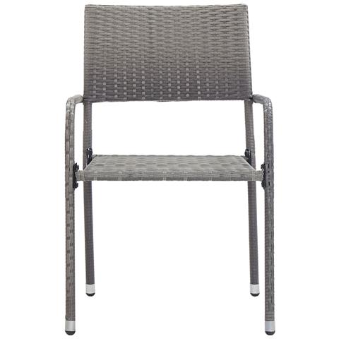 Sedie Da Pranzo Da Giardino 4pz Impilabili Grigie In Polyrattan - Foto 3