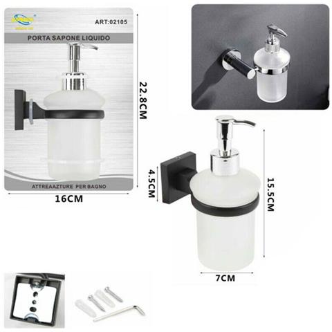 Portasapone Liquido Sapone Supporto Arredo Bagno Casa Nero Cucina 02105 - Foto 2