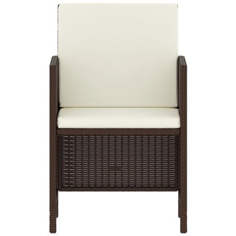 Set Da Pranzo Da Giardino 6pz Con Cuscini In Polyrattan Marrone - Foto 3