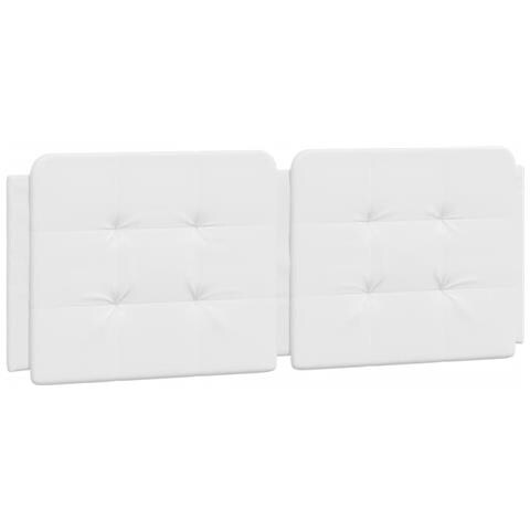 Cuscino Testiera Bianco 140 Cm In Similpelle - Foto 2