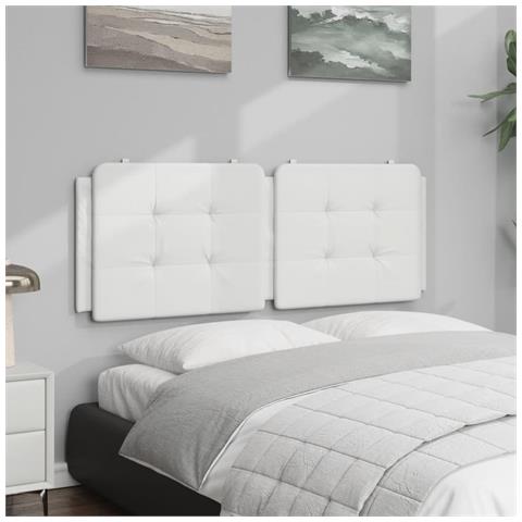 Cuscino Testiera Bianco 140 Cm In Similpelle - Foto 3
