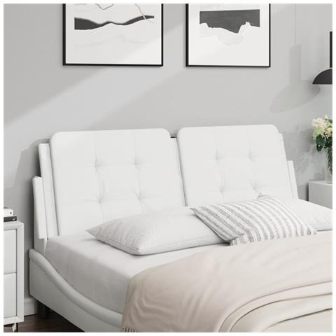 Cuscino Testiera Bianco 140 Cm In Similpelle - Foto 1