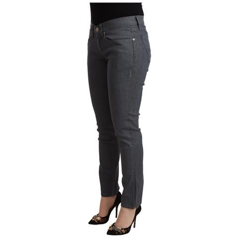 Jeans Skinny In Denim A Vita Bassa In Cotone Grigio - W30 - Foto 2