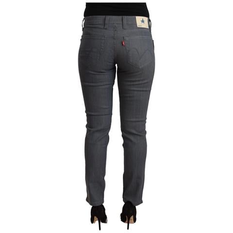 Jeans Skinny In Denim A Vita Bassa In Cotone Grigio - W30 - Foto 3