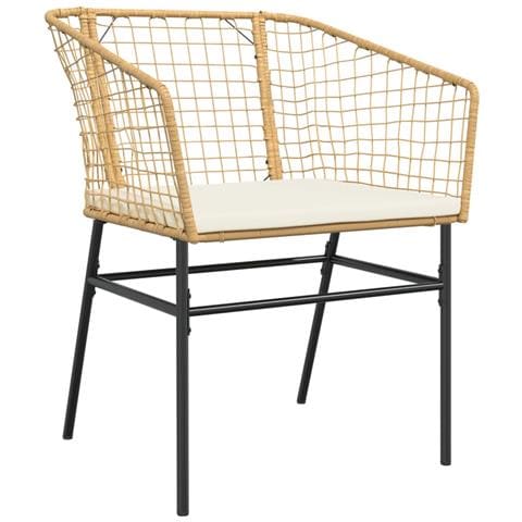 Sedie da Giardino 2pz con Cuscini Marrone in Polyrattan - Foto 2