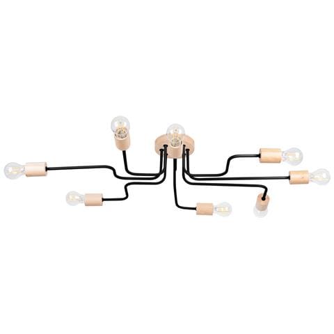 Lampadario Timbo 8 Nero Sl. 1671 - Soppalco Lampadario Nero /legno Naturale 16.5x100x60 Cm - Foto 1