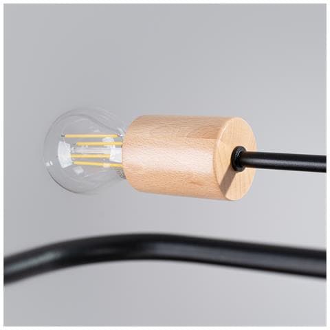 Lampadario Timbo 8 Nero Sl. 1671 - Soppalco Lampadario Nero /legno Naturale 16.5x100x60 Cm - Foto 8