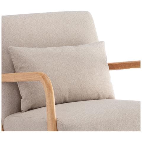 Poltrona Vintage Scandinava Marie Lino Beige E Legno - Foto 2