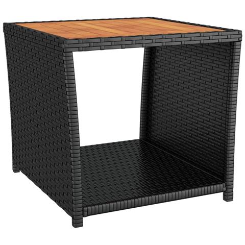 Set Mobili Giardino 3pz Nero Polyrattan e Legno Massello Acacia - Foto 2