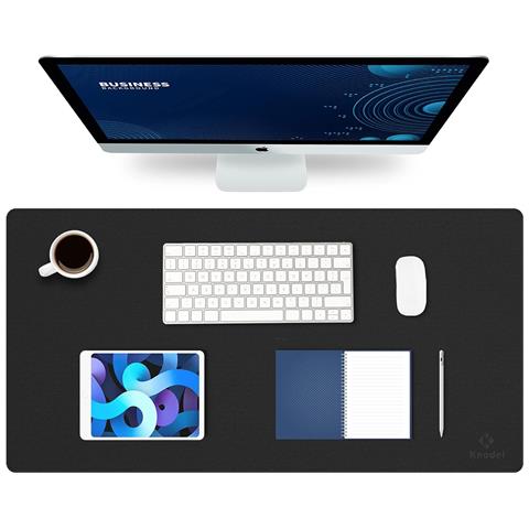 Tappetino Da Scrivania In Pelle Nera Impermeabile, Doppio Uso, 40x80cm - Foto 1