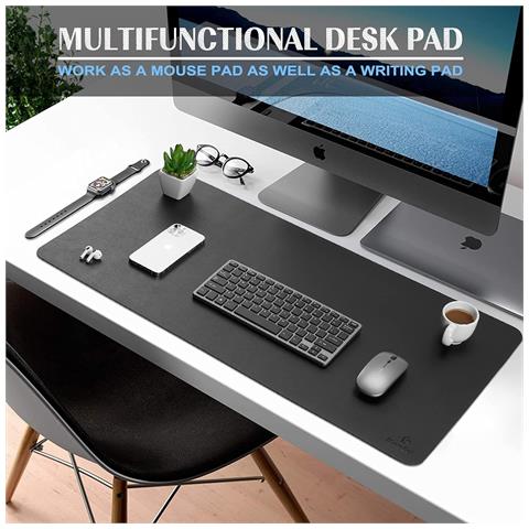 Tappetino Da Scrivania In Pelle Nera Impermeabile, Doppio Uso, 40x80cm - Foto 6