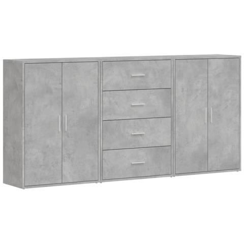 Credenze 3 Pz Grigio Cemento 60x31x84 Cm In Legno Multistrato - Foto 2