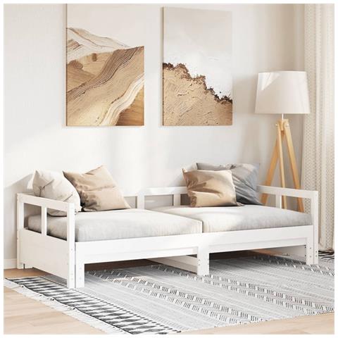 Dormeuse Senza Materasso Bianca 90x200 Cm Legno Massello Pino - Foto 1