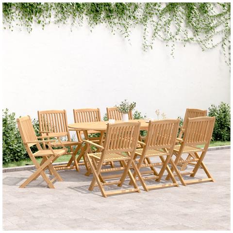 Set Da Pranzo Da Giardino 9 Pz Legno Massello Di Acacia - Foto 1