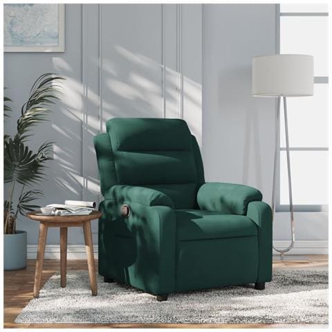 Poltrona Reclinabile Verde Scuro In Velluto - Foto 1