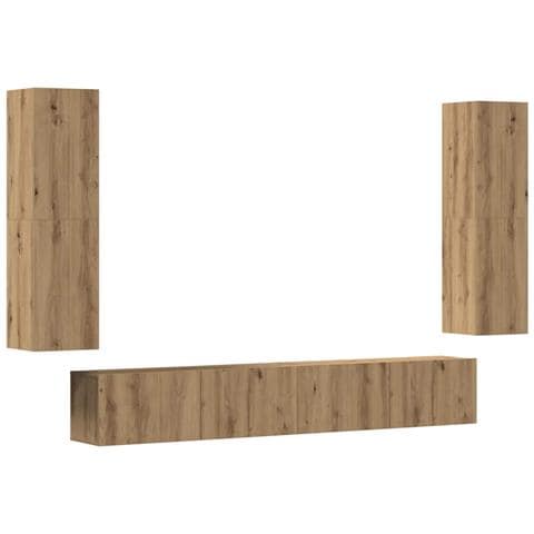 Mobili Tv A Parete 4 Pz Rovere Artigianale In Legno Multistrato - Foto 2