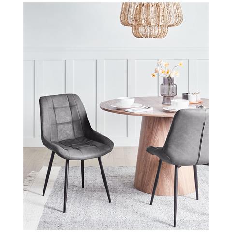Set Di 2 Sedie Da Pranzo Melrose Pelle Sintetica Grigio - Foto 1