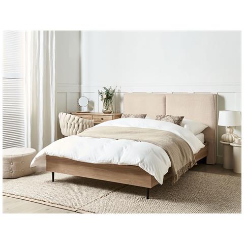 Letto Bouclé Izernore 140 X 200 Cm Beige - Foto 1