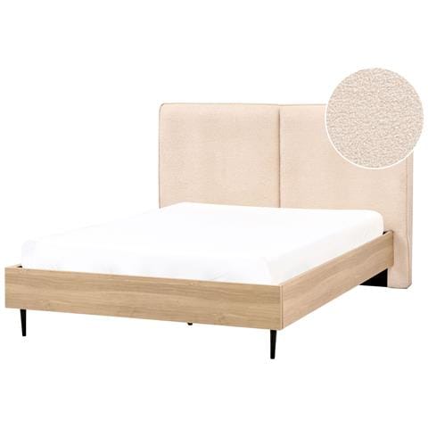 Letto Bouclé Izernore 140 X 200 Cm Beige - Foto 2