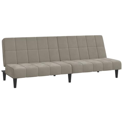 Divano Letto a 2 Posti Grigio Chiaro in Velluto - Foto 1