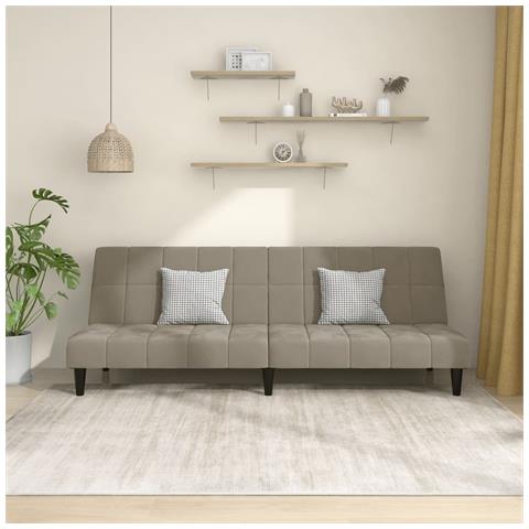 Divano Letto a 2 Posti Grigio Chiaro in Velluto - Foto 2