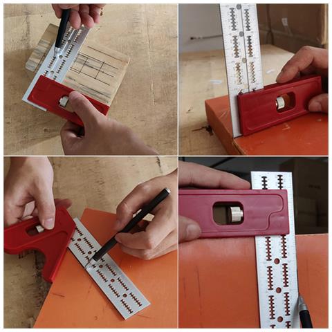 Righello Per Lavorazione Del Legno In Acciaio Inossidabile Regolabile Con Goniometro - Foto 6