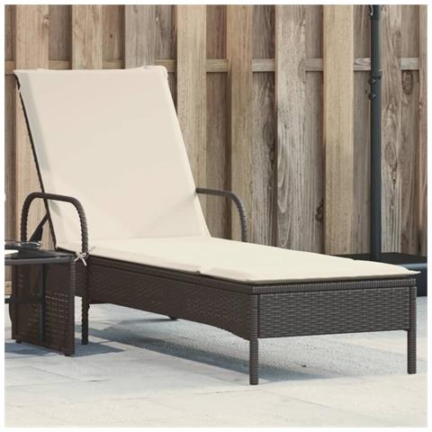 Lettino Prendisole con Ruote e Cuscino in Polyrattan Nero - Foto 2