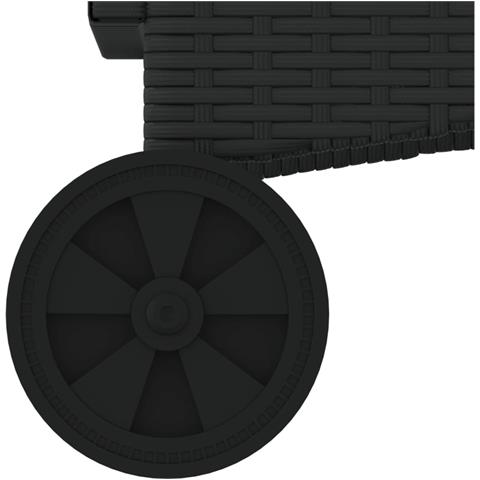 Lettino Prendisole con Ruote e Cuscino in Polyrattan Nero - Foto 9